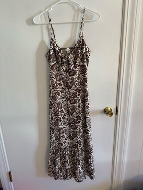 Monteau Cream and Brown Floral linen blend Dress
